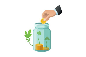 Investing bottle money, icon, a Finance Illustration by Things for designers