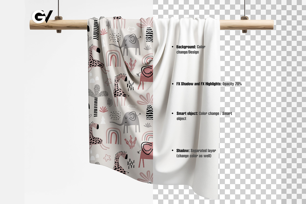 Hanging Fabric Mockup, a Household Mockup by GraphicVil (Photo 2 of 9)