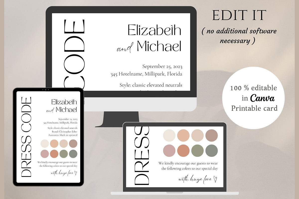Wedding dresscode attire card, a Card Template by EvaTemplates (Photo 4 of 7)