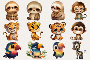 Tropical Animals Clipart. AI