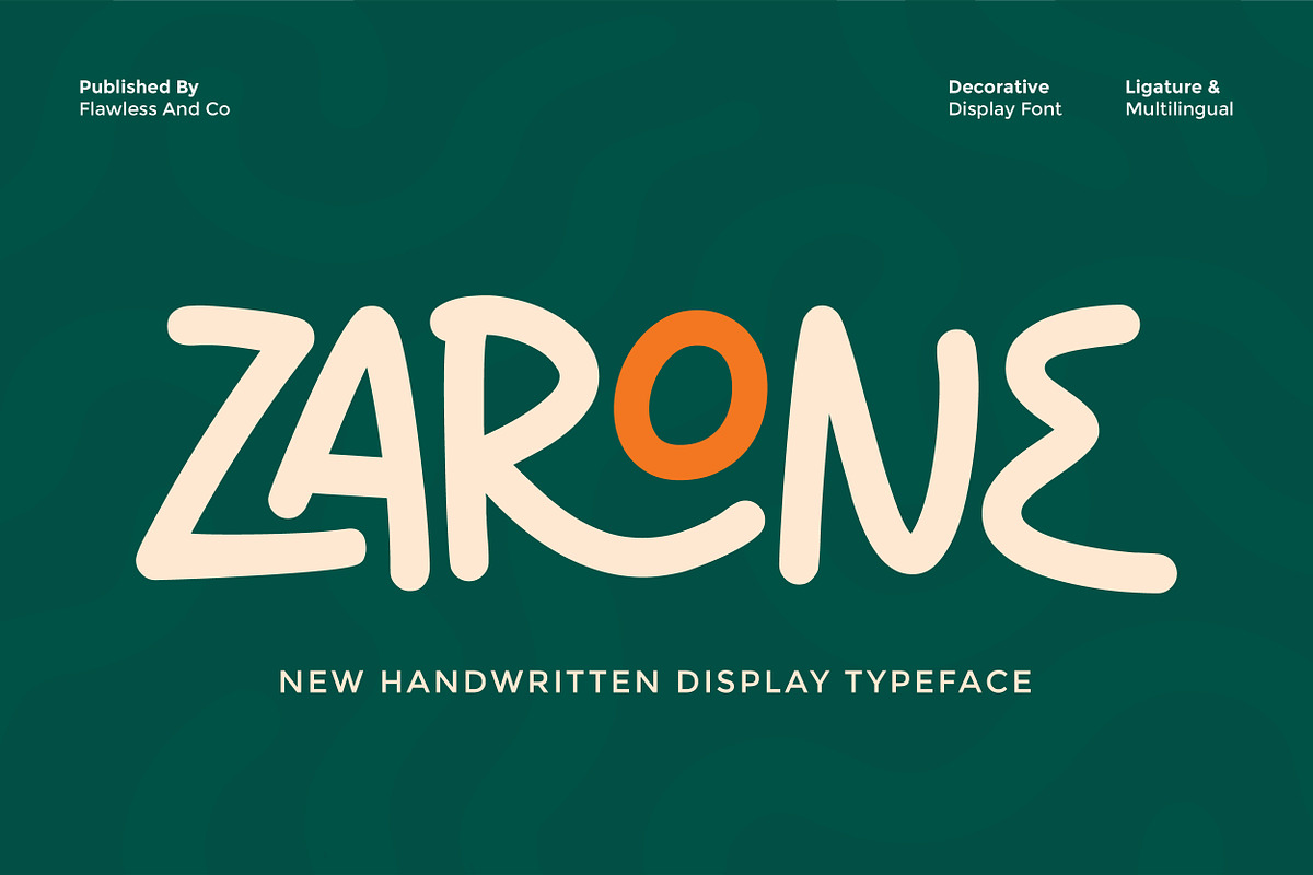 Zarone - Handwritten Display Font, a Handwritten Font by Flawless And Co (Photo 1 of 10)