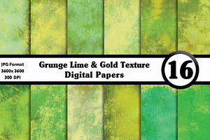 Grunge Lime And Gold Textures Pack