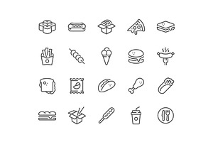 Line Fast Food Icons