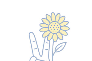 Peace day hand gesture with daisy fl, an Illustration by Dvoevnore photos