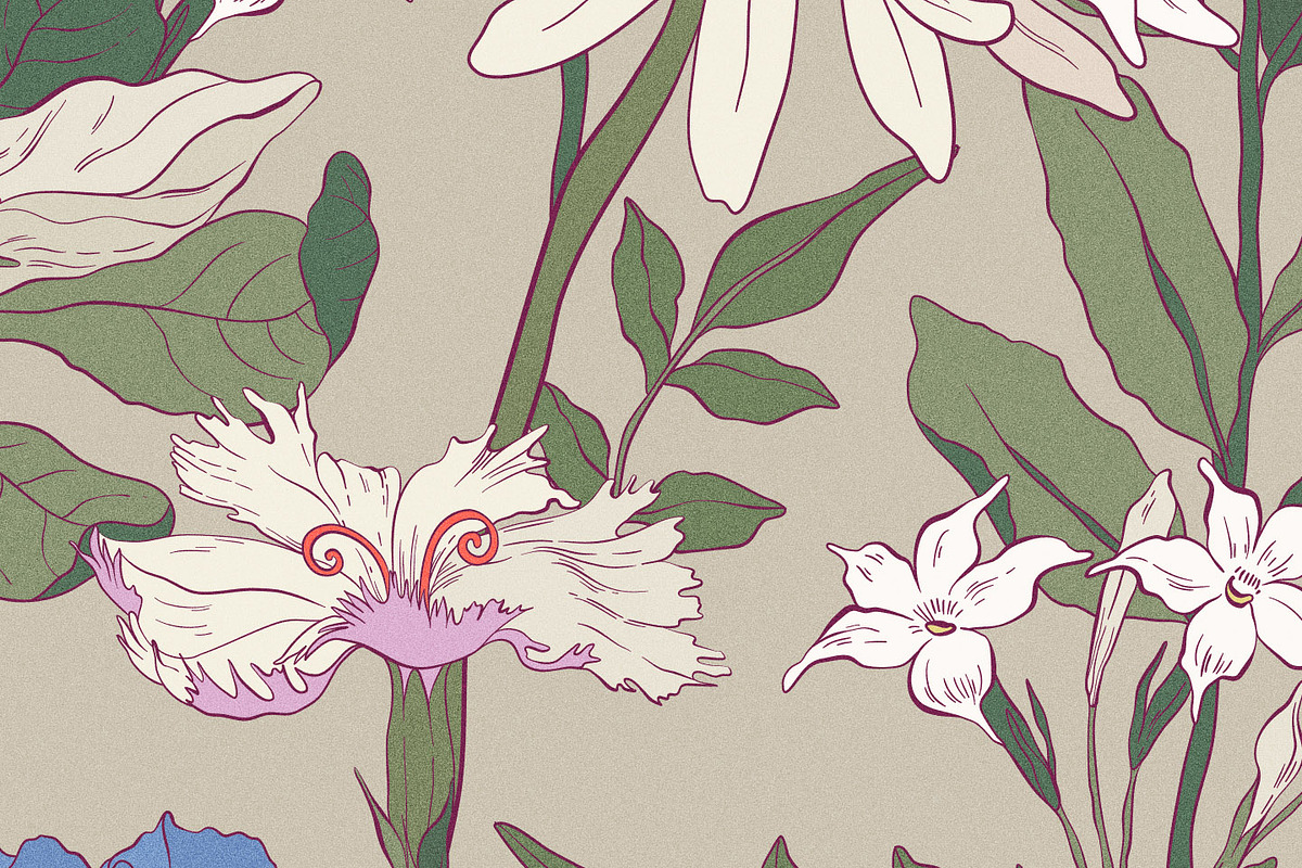 Elegant Botanical Floral Pattern, a Pattern Graphic by likorbut (Photo 13 of 14)
