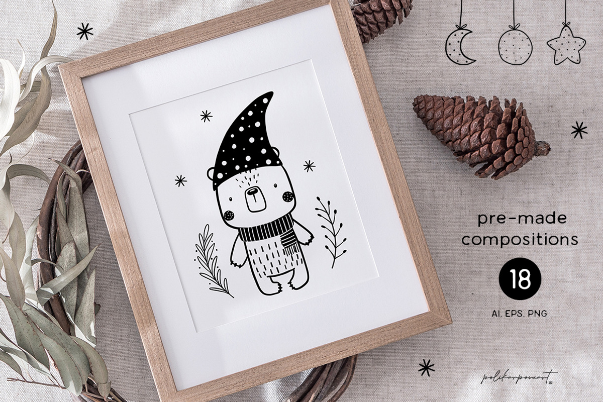 Nordic Christmas animals & gnomes, an Animal Illustration by polikarpovaart (Photo 2 of 12)