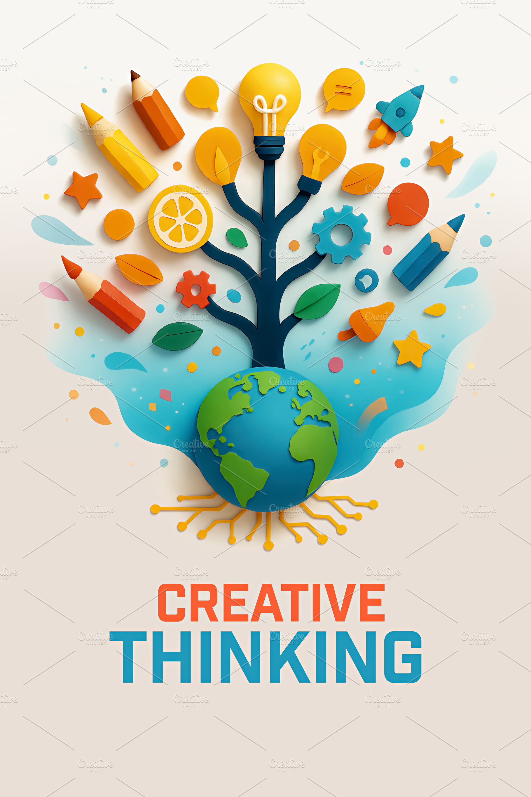 Tree of ideas and creativity emergin, a Background Photo by angellodeco