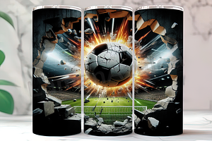 3D Artistic Soccer Splatter Tumbler, an Arts & Entertainment Photo by LamanAzalea