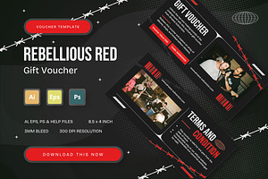 Rebellious Red - Gift Voucher, a Print Template by StreaksideStd