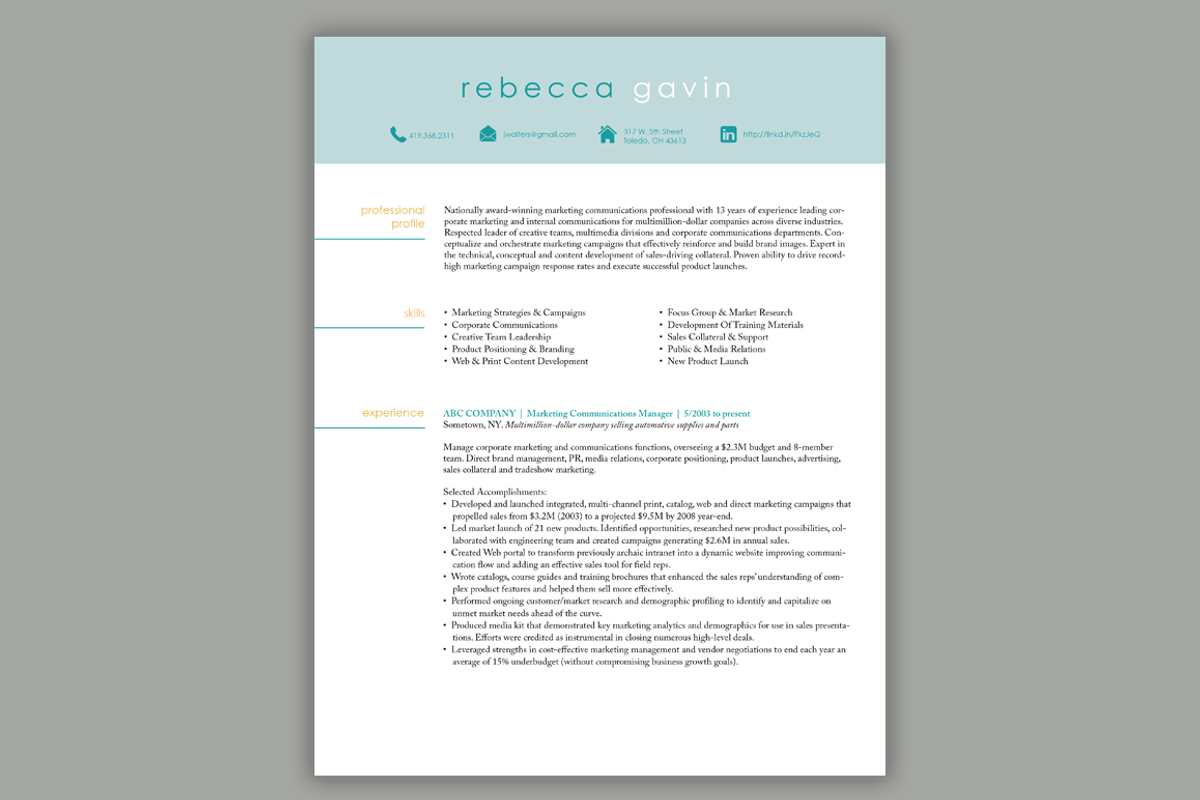 Marketing Resume | Modern Template, a Resume Template by Scribbled Napkin Design (Photo 2 of 5)