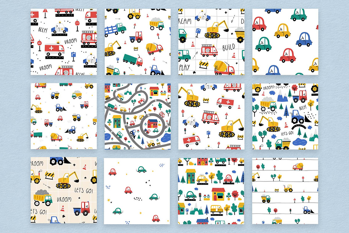 Kids Cars Clipart & Map Creator, a Transportation Illustration by Irina Ostapenko (Photo 3 of 14)
