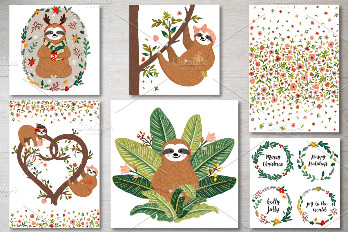 Cute Sloths Prints & Patterns, an Animal Illustration by Dasha_D (Photo 11 of 13)