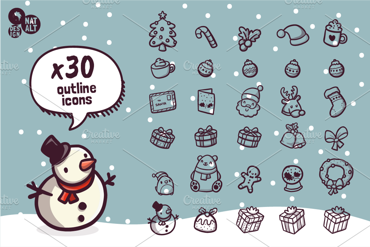 90 Hand-Drawn Christmas Icons, an Icon by NatBurger (Photo 4 of 5)
