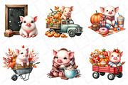 Watercolor Autumn Pig Clipart, an Illustration by DreamPrint404 (Thumbnail 2 of 6)