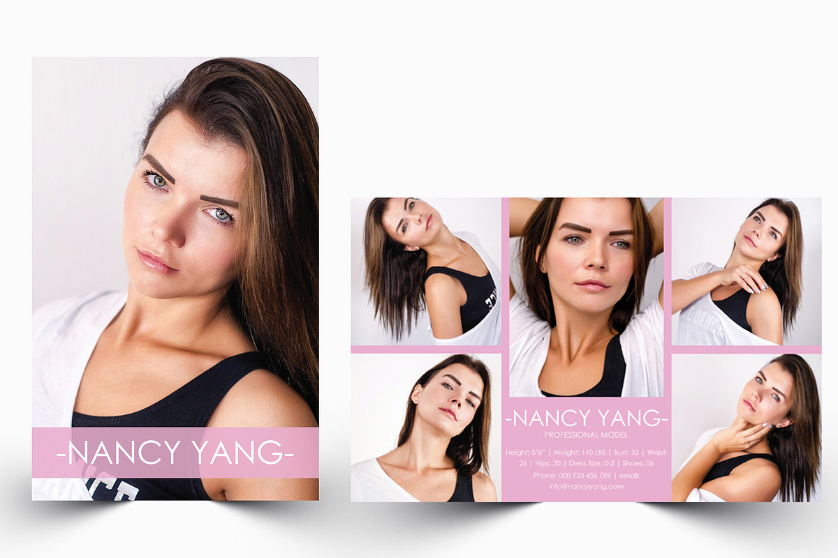 Model Comp Card Template, a Card Template by Designscozy