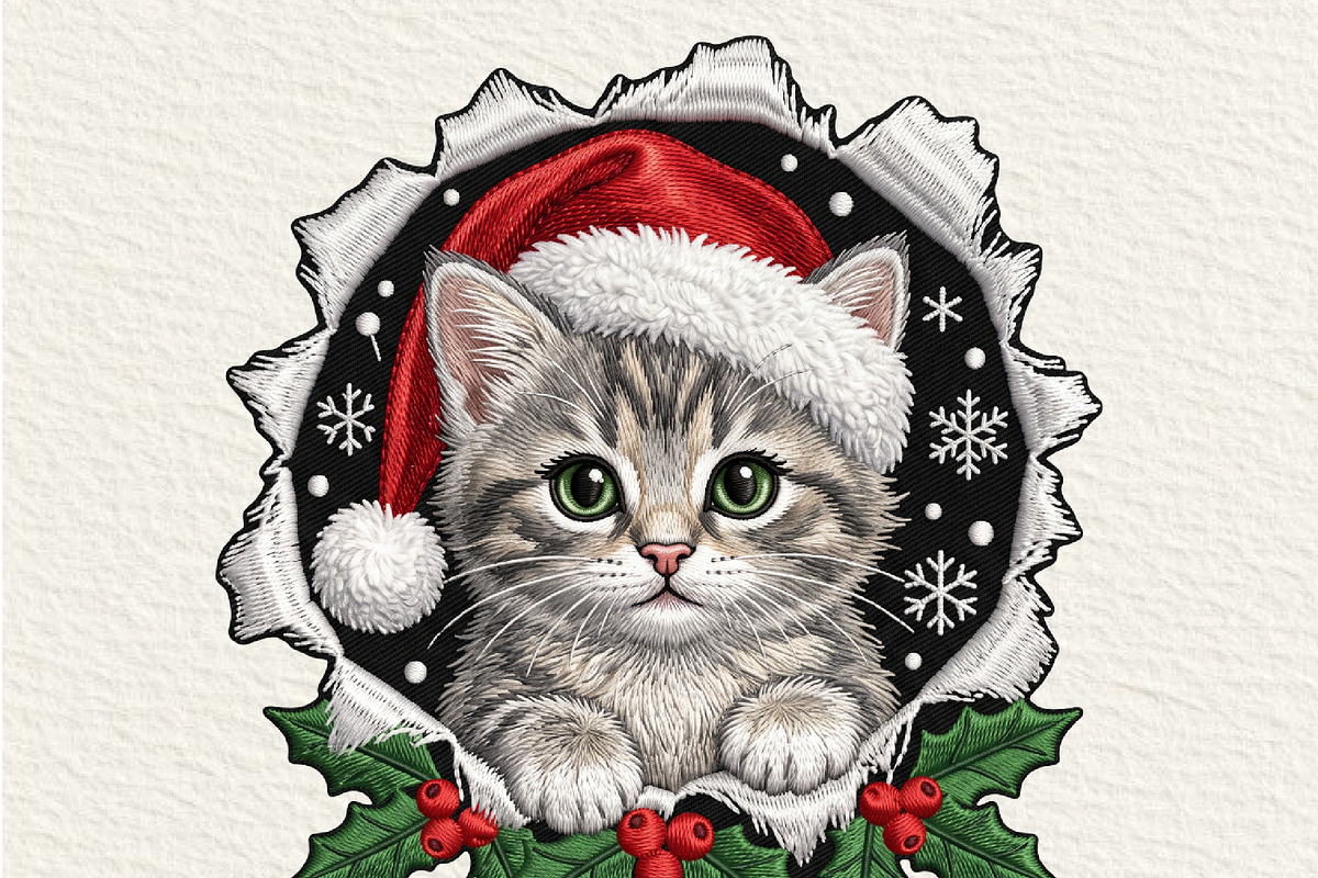Christmas Cat Santa Hat PNG, an Object Illustration by DreamCafeArt (Photo 6 of 6)