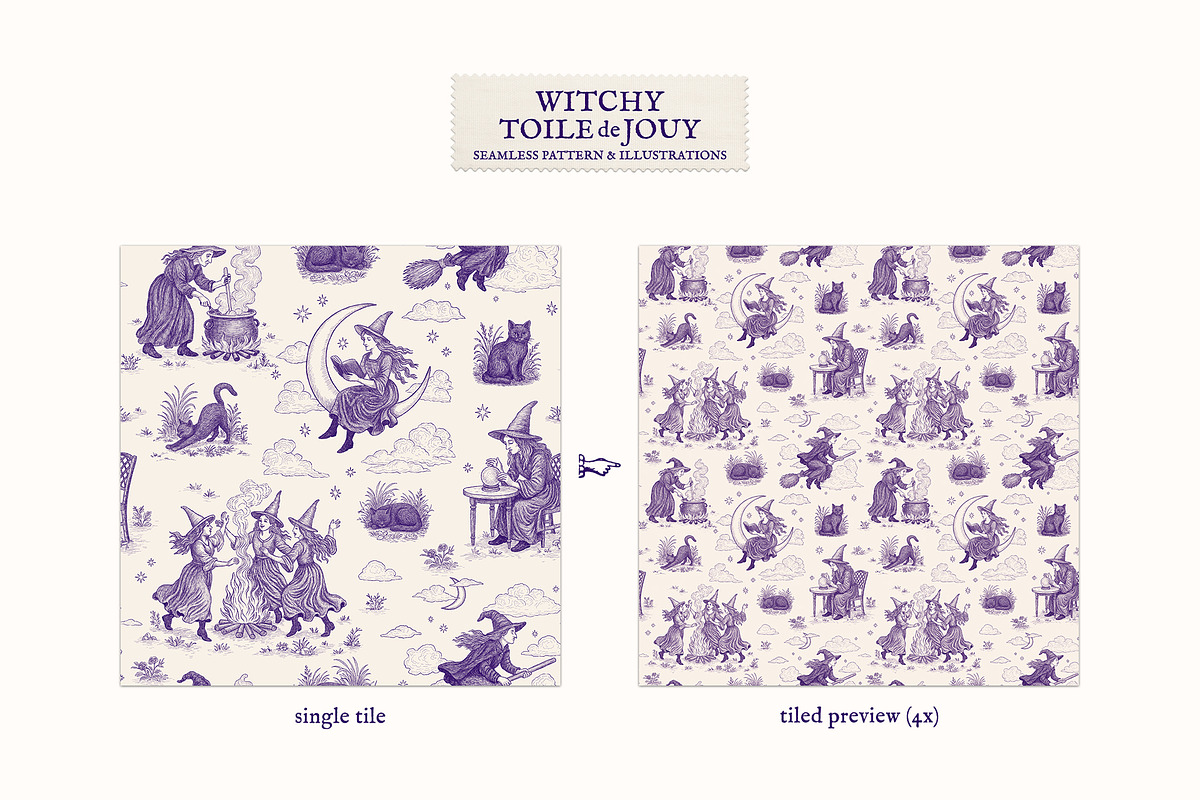 Witchy Toile de Jouy Pattern, a Pattern Graphic by Dina Mae (Photo 7 of 11)