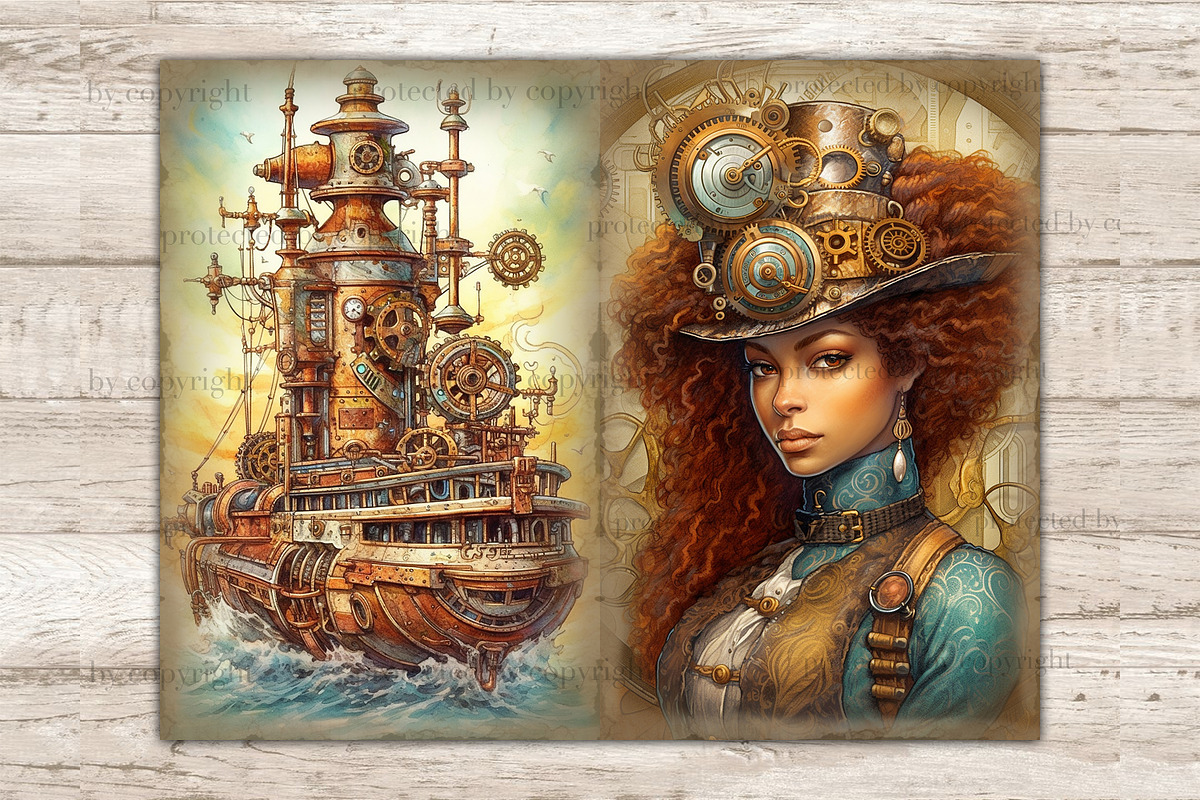 Steampunk Junk Journal Paper, a Person Illustration by GlamArtZhanna (Photo 8 of 9)