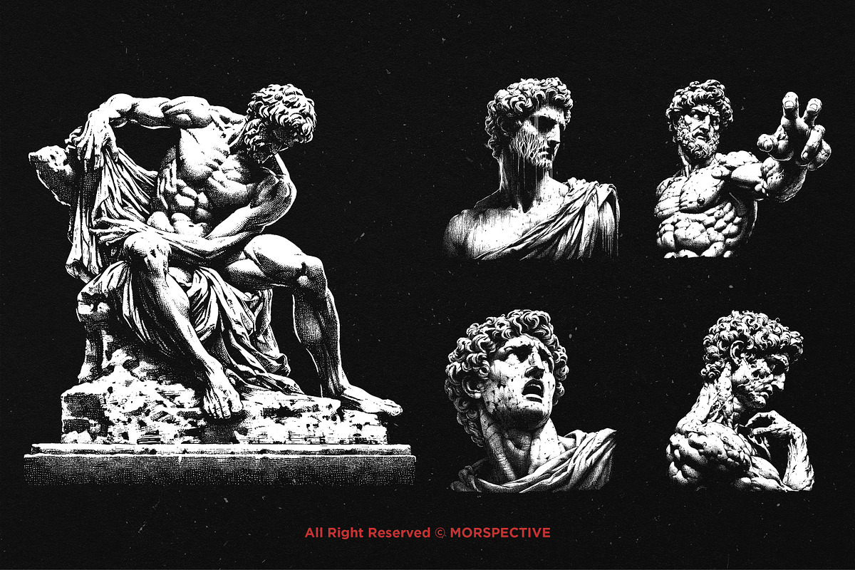 10 Bundle Dark Art Roman Statue Gods, an Illustration by Morspective (Photo 3 of 7)