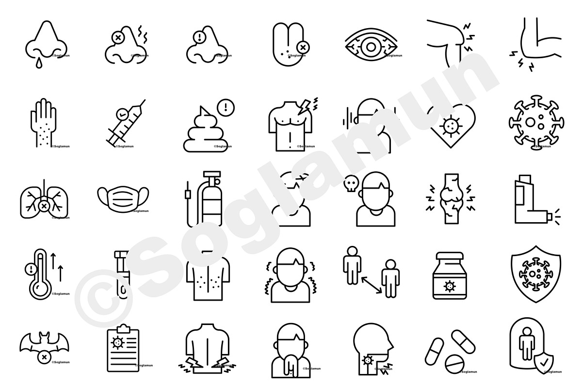 Icon Pack II: Corona Virus LINE, an Outline Icon by soglamun (Photo 2 of 4)