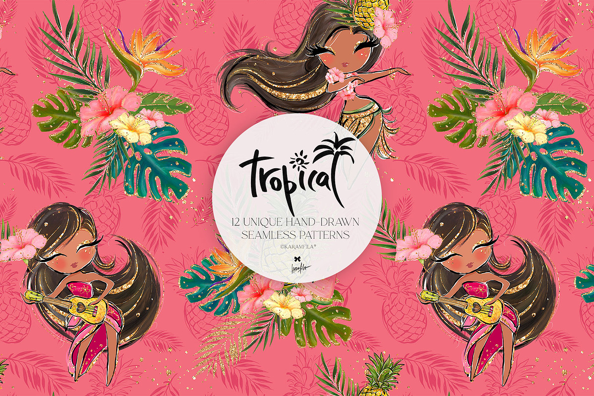 Hawaii Tropical Seamless Patterns, a Pattern Graphic by KaramfilaS (Photo 7 of 17)
