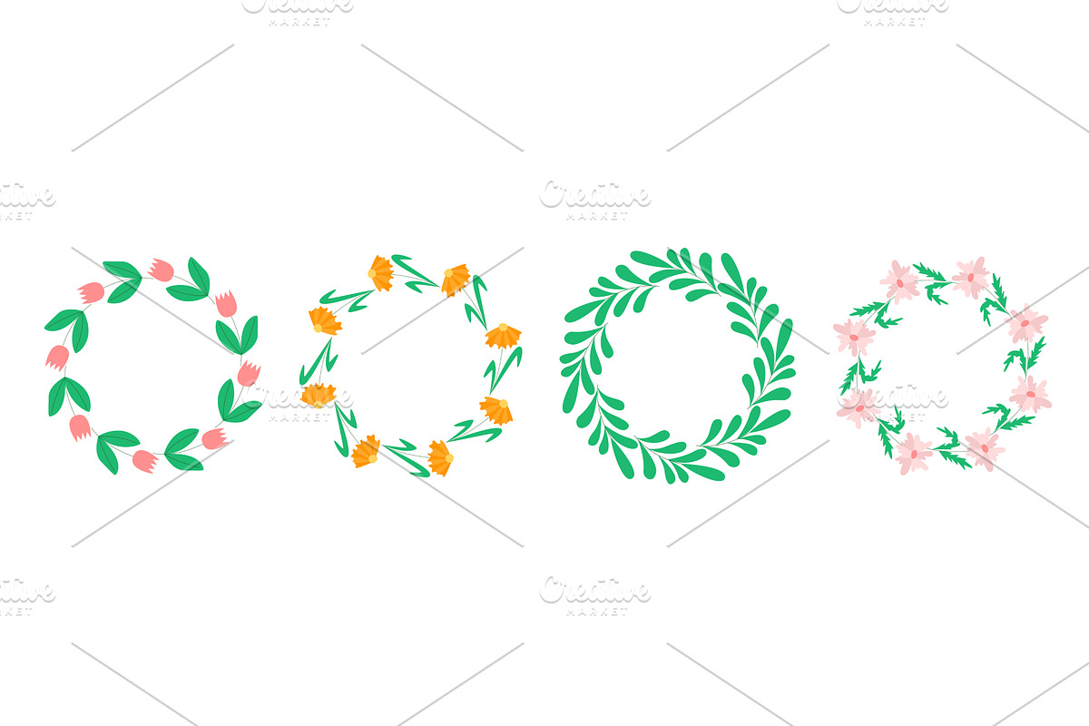 Flowers and herbs create round, an Object Illustration by Tati_Kli