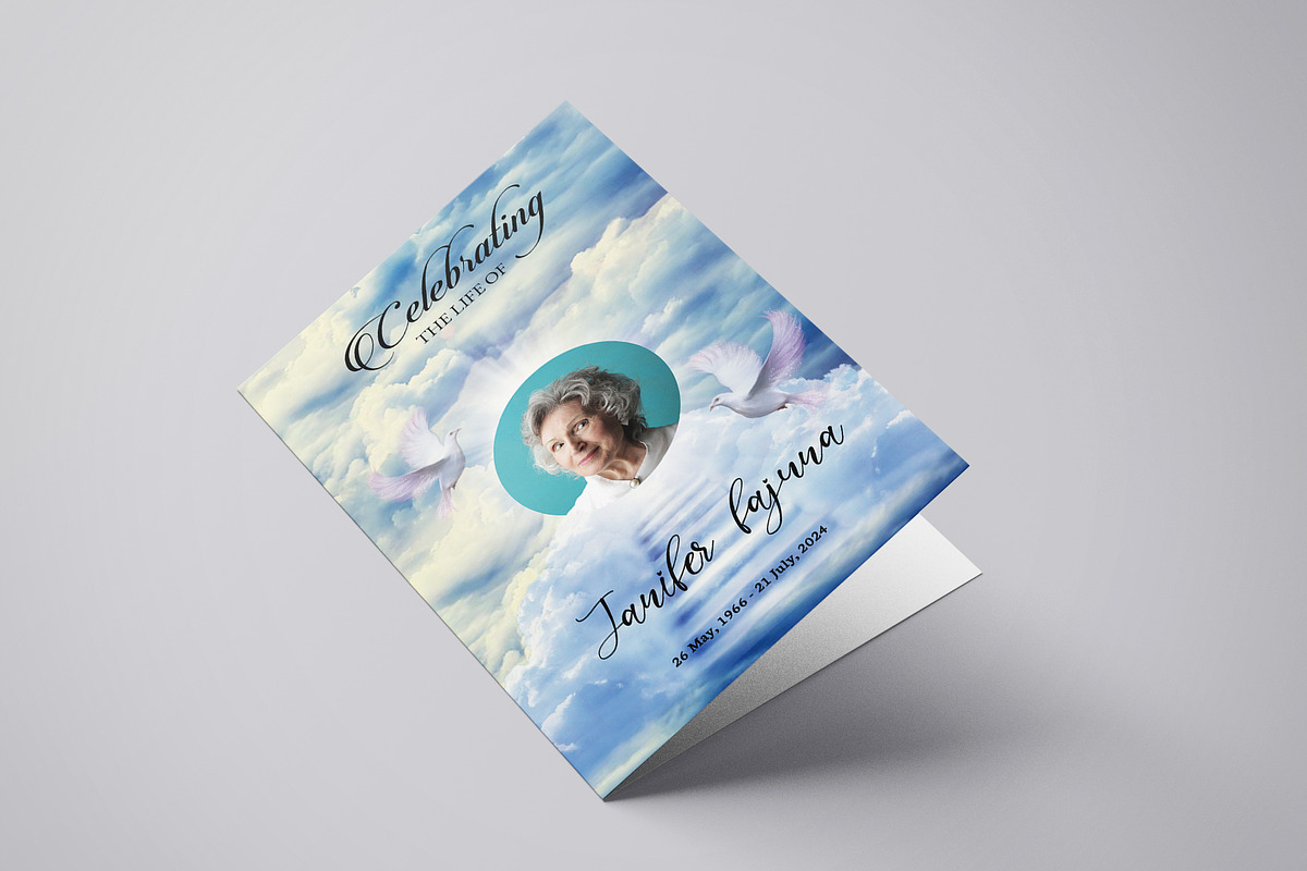 Heaven Sky Funeral Program Template, a Brochure Template by retrographix (Photo 4 of 5)