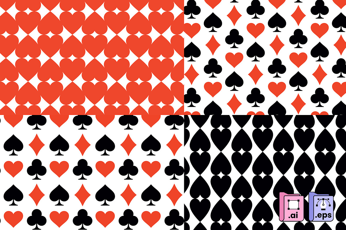 4 Playing Card Suits Patterns, a Pattern Graphic by MISS CHATZ (Photo 2 of 3)