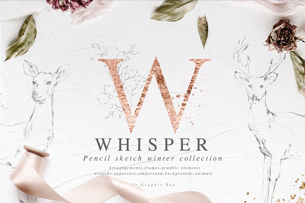 Whisper-Pencil Sketch Winter Set, an Animal Illustration by Graphic Box (Photo 1 of 12)