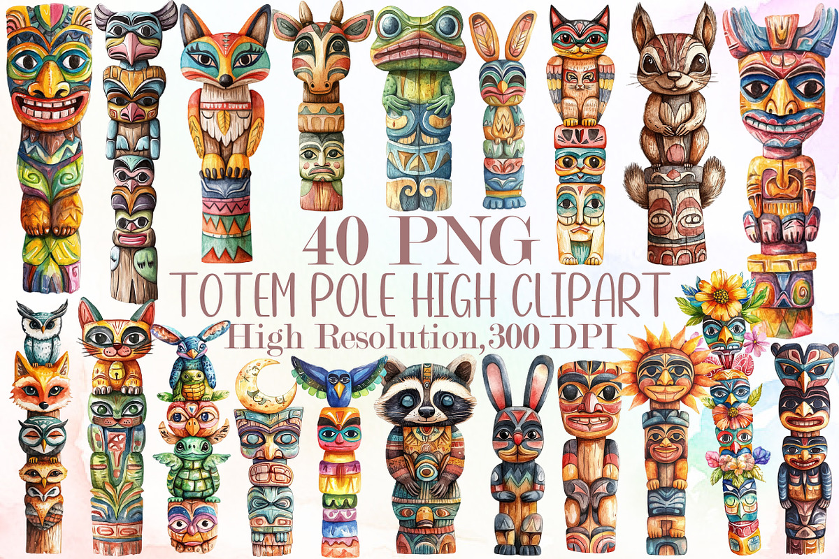 Cute Totem Pole High Clipart, an Illustration by Sublimation Artist (Photo 1 of 6)