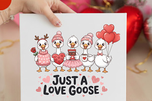Valentine Goose, Funny Valentine, an Illustration by Designking