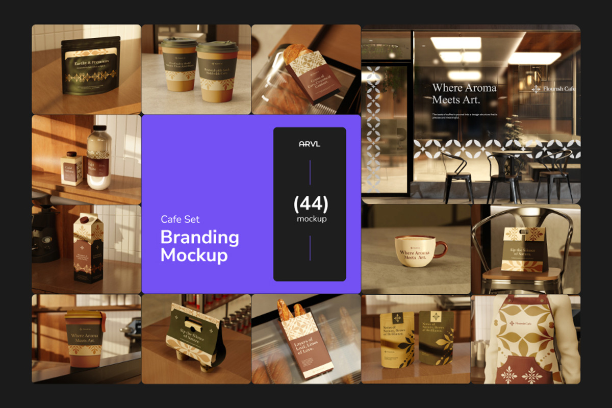 Cafe Set - Branding Mockup, a Packaging Mockup by Arvalamockup (Photo 1 of 13)