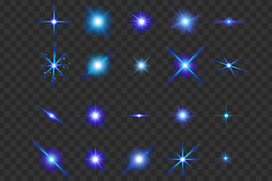 Blue Starburst Star PNG Overlays