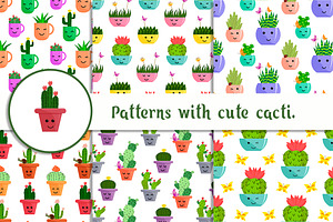 Set Of Cute Cacti.