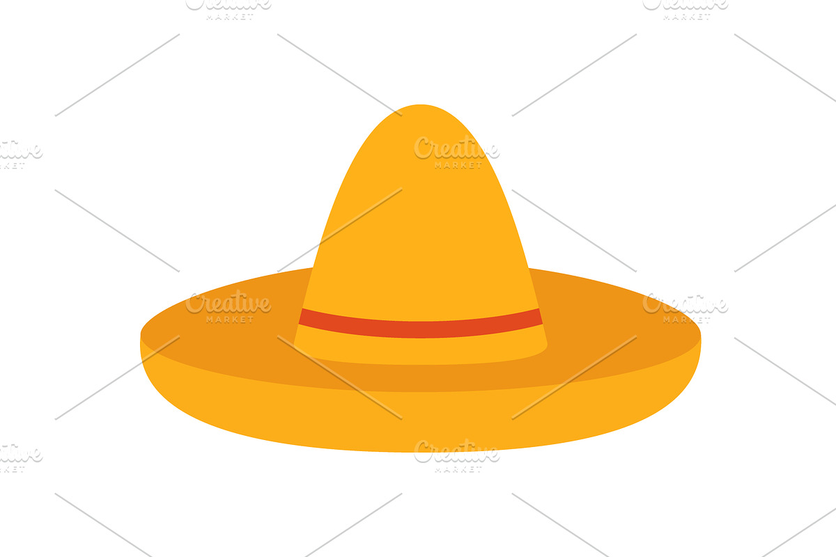Yellow Mexican sombrero with red, an Object Illustration by GraphiShop