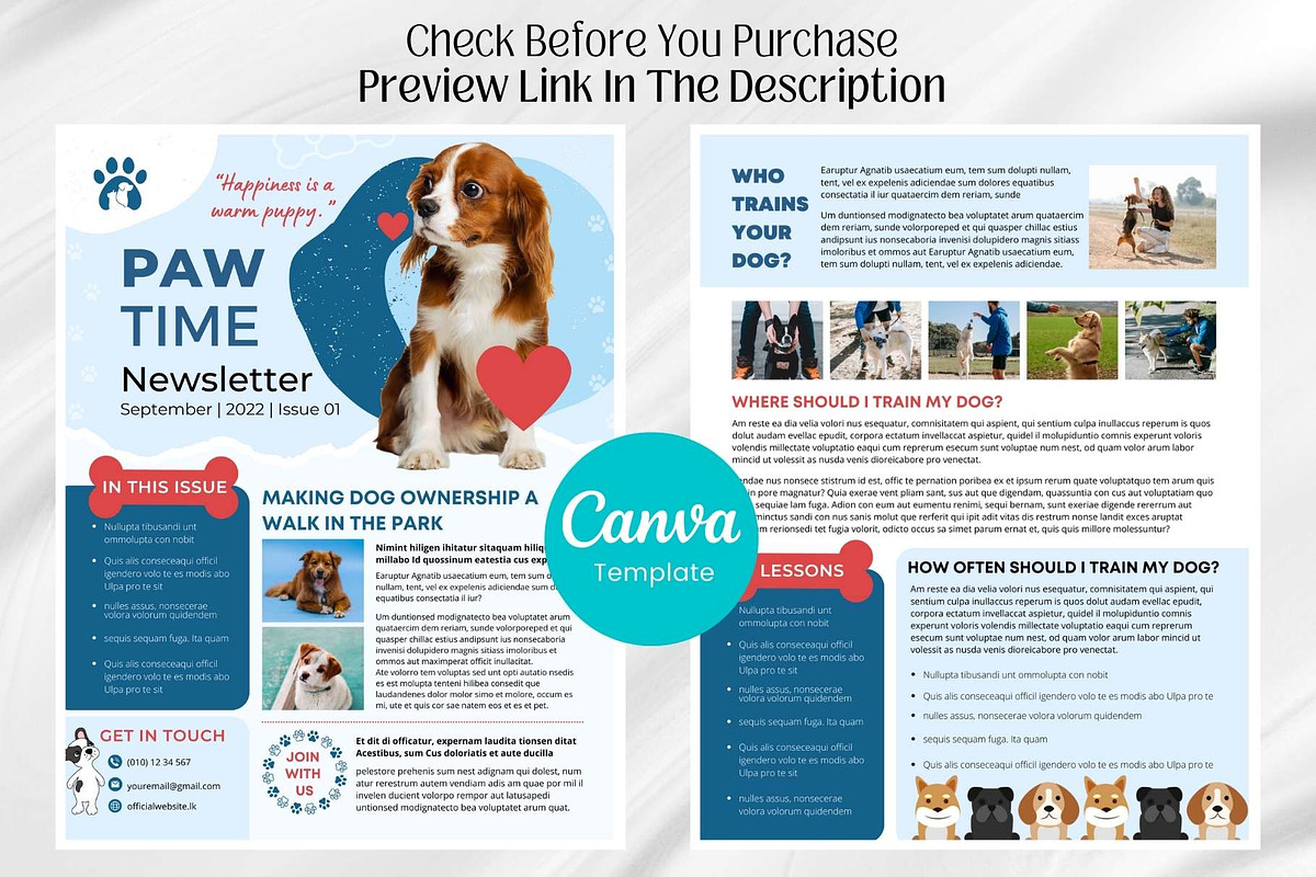 Canva Newsletter Template Dogs Pets, an Email Template by PixelCraft (Photo 2 of 15)