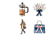 Watercolor Vintage Cafe Clipart, an Illustration by Design Market (Thumbnail 5 of 5)