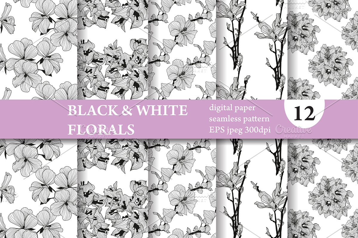 12 Floral Seamless Patterns Set, a Pattern Graphic by Sunset&Sea Design (Photo 1 of 4)