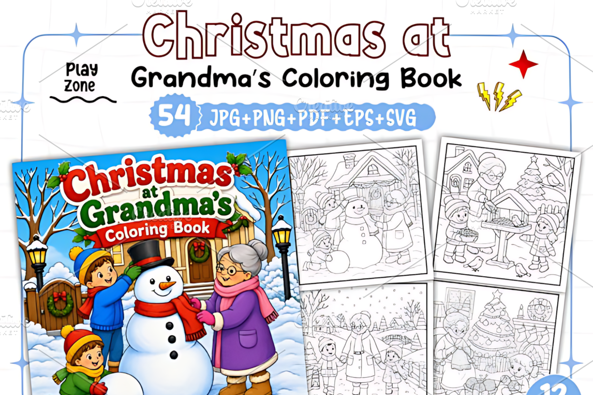 Christmas at Grandma’s Coloring, a Seasonal Illustration by Design Station (Photo 1 of 7)
