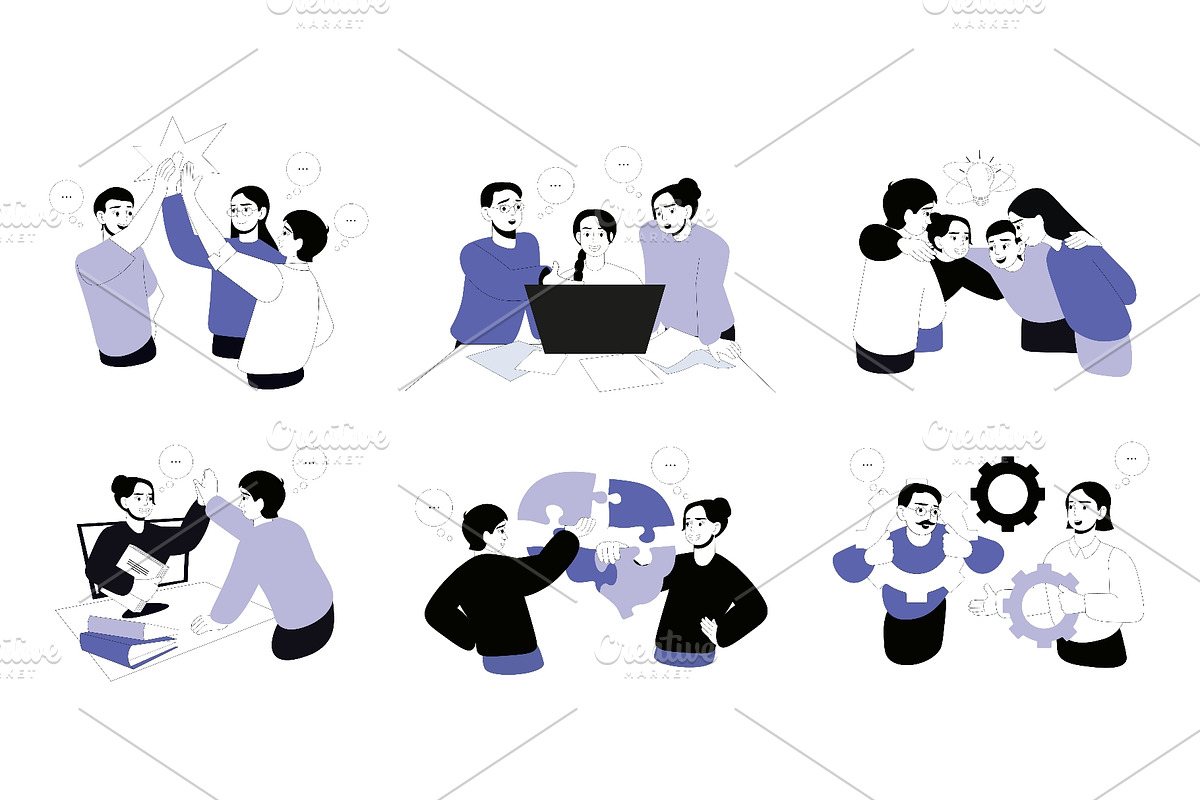 Teamwork Flat Illustrations, a Finance Illustration by alexdndz (Photo 1 of 3)