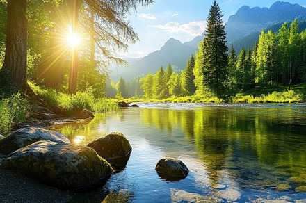 Sunlight sparkles on the serene rive, a Photo by Iftikhar Alam