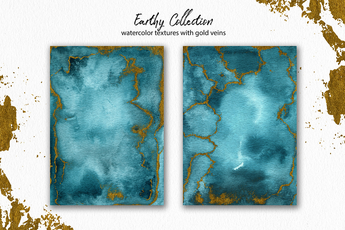 Earthy Watercolor with Gold Veins, a Texture Graphic by Marmoris.Arts (Photo 6 of 13)