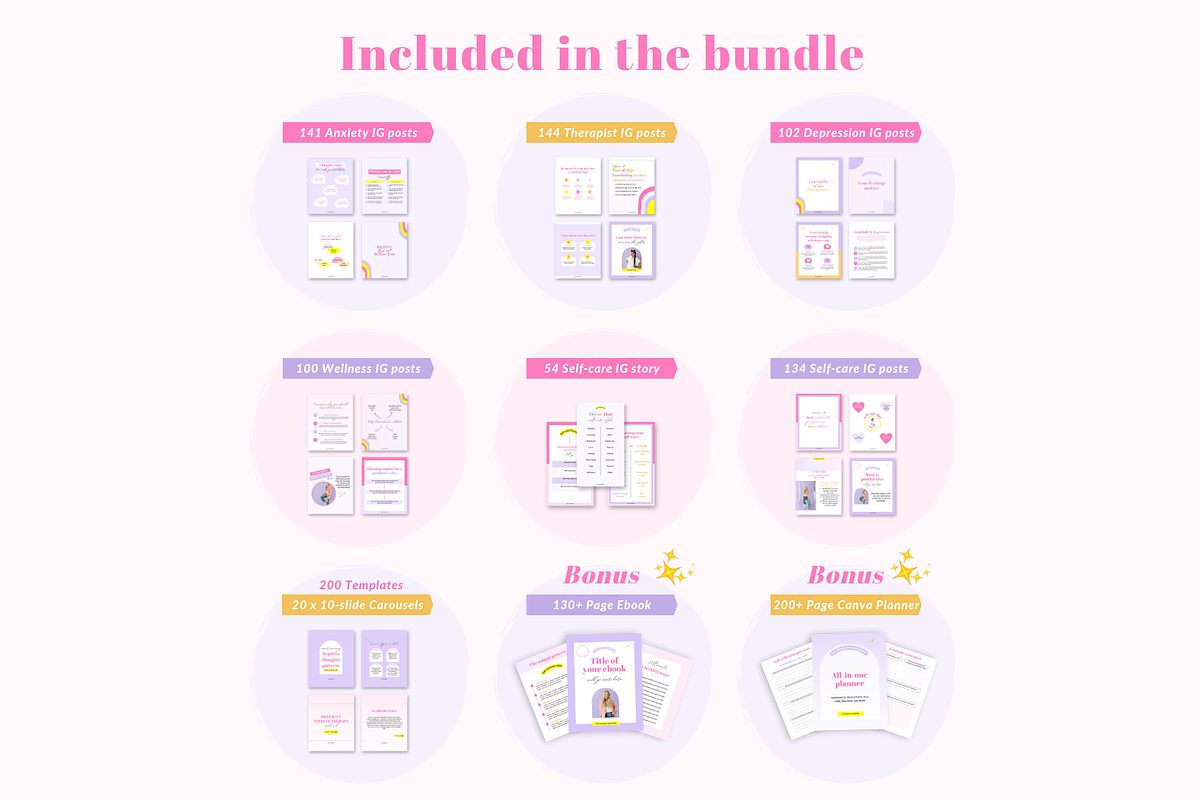 Mental health Canva template bundle, a Social Media Template by Cate Creates (Photo 2 of 11)
