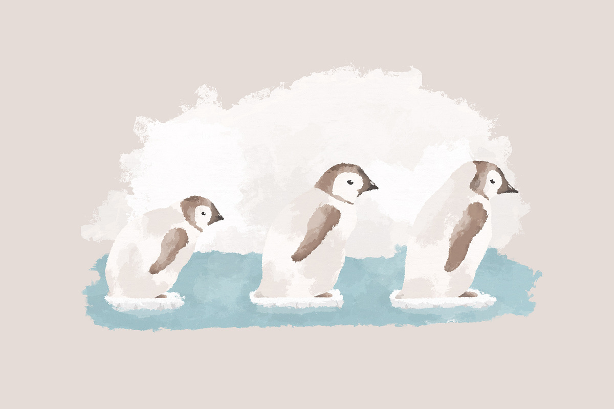 Cute penguins clipart and 3 patterns, an Animal Illustration by Leksart (Photo 7 of 12)
