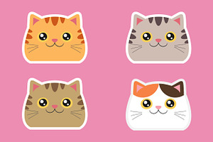 Cat Heads Of Different Colors