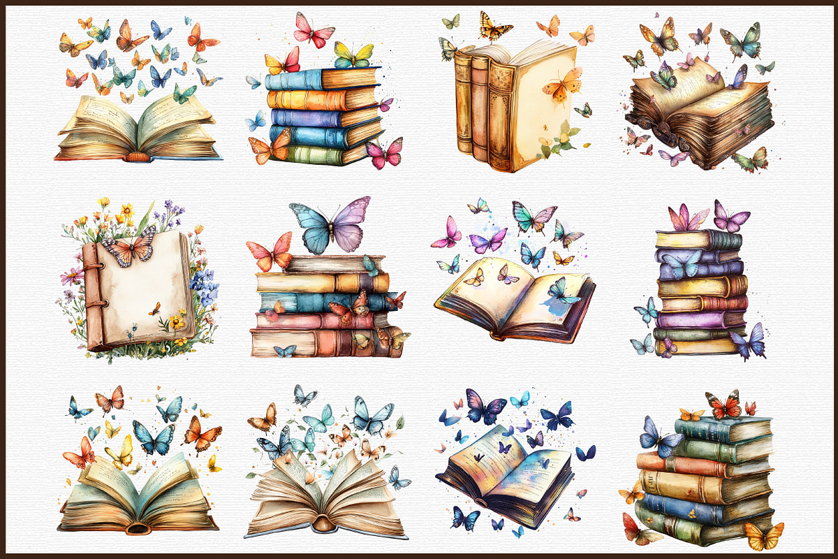 Books and Butterflies Watercolor Bun, an Illustration by Sublimation Artist (Photo 3 of 6)