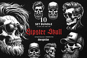 10 Bundle Dark Art Hipster Skull, an Illustration by Morspective (Thumbnail 1 of 7)