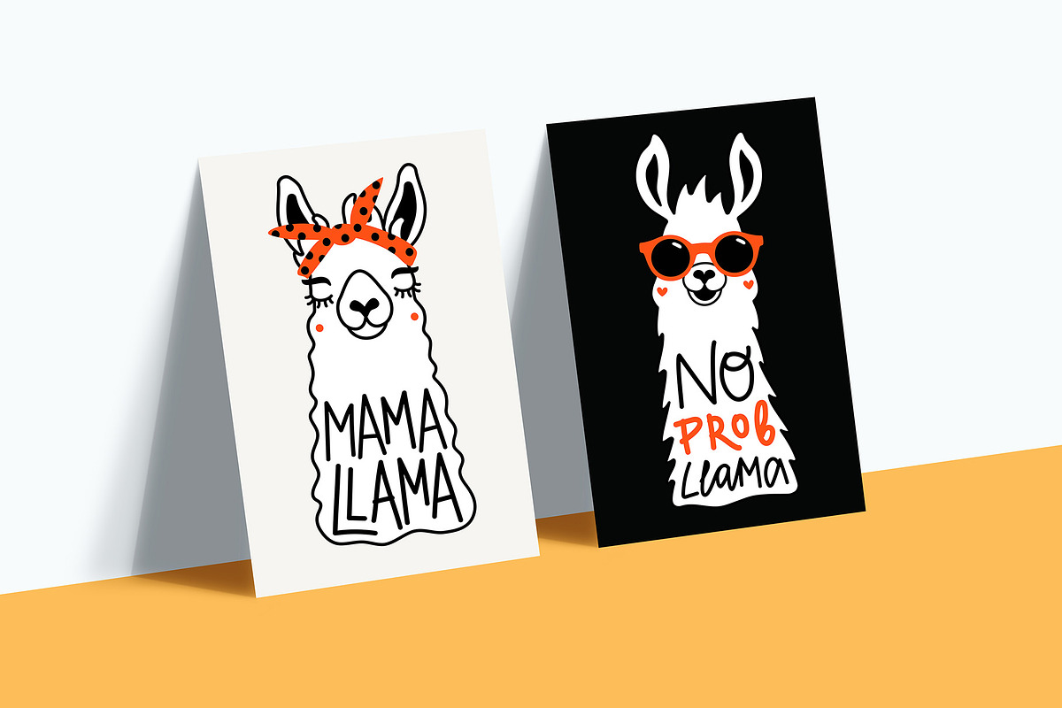 Big funny Llama set, an Animal Illustration by JULYMILKS (Photo 3 of 3)