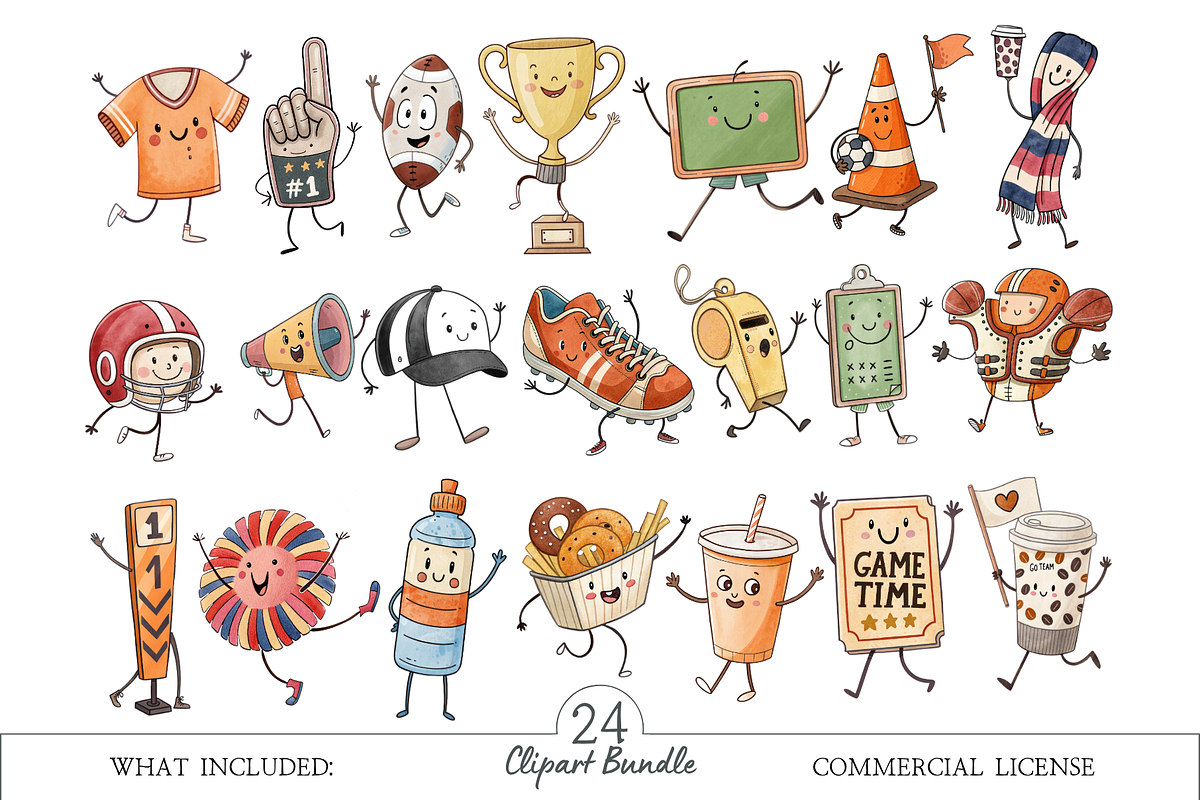 Football Clipart PNG, a Decorative Illustration by MockupWizard (Photo 2 of 4)