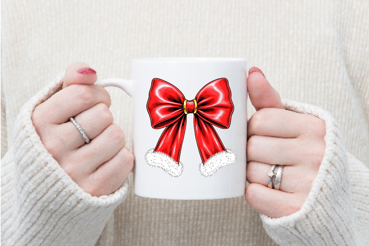 Christmas Coquette bow Png, an Illustration by Watercolor design (Photo 3 of 6)